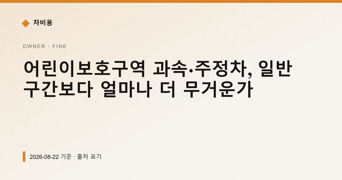 어린이보호구역 과속·주정차, 일반 구간보다 얼마나 더 무거운가 — 과태료·범칙금 안내 이미지