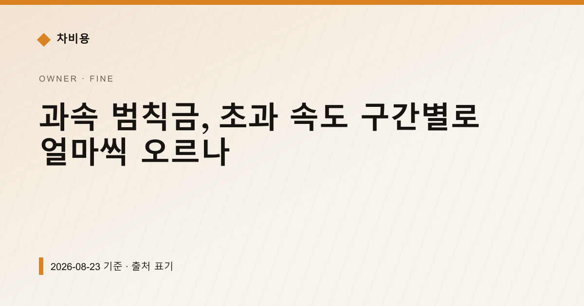 과속 범칙금, 초과 속도 구간별로 얼마씩 오르나 — 과태료·범칙금 안내 이미지
