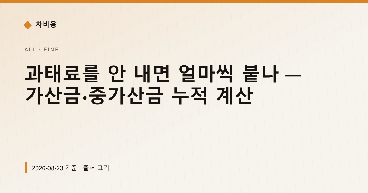 과태료를 안 내면 얼마씩 붙나 — 가산금·중가산금 누적 계산 — 과태료·범칙금 안내 이미지