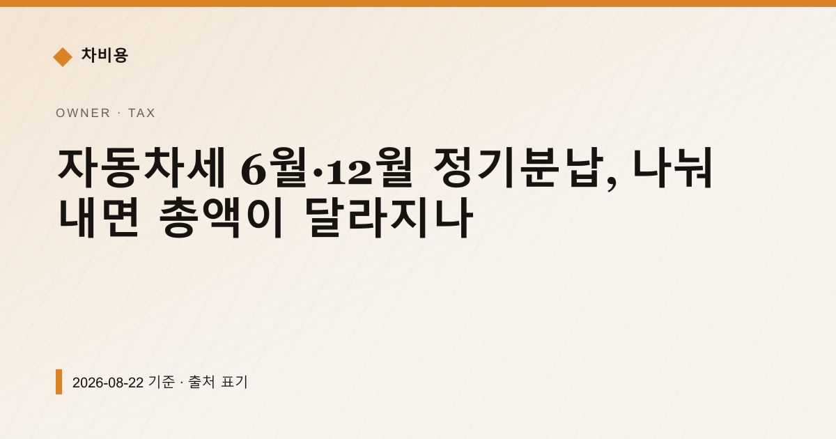 자동차세 6월·12월 정기분납, 나눠 내면 총액이 달라지나 — 자동차세·연납 안내 이미지