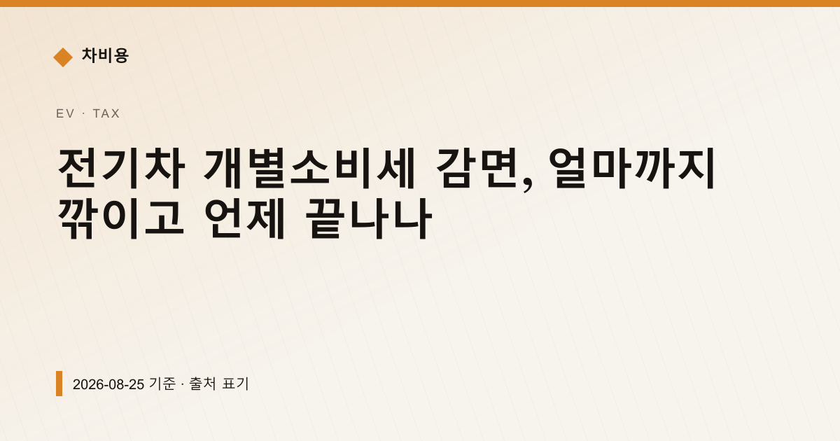 전기차 개별소비세 감면, 얼마까지 깎이고 언제 끝나나 — 자동차세·연납 안내 이미지