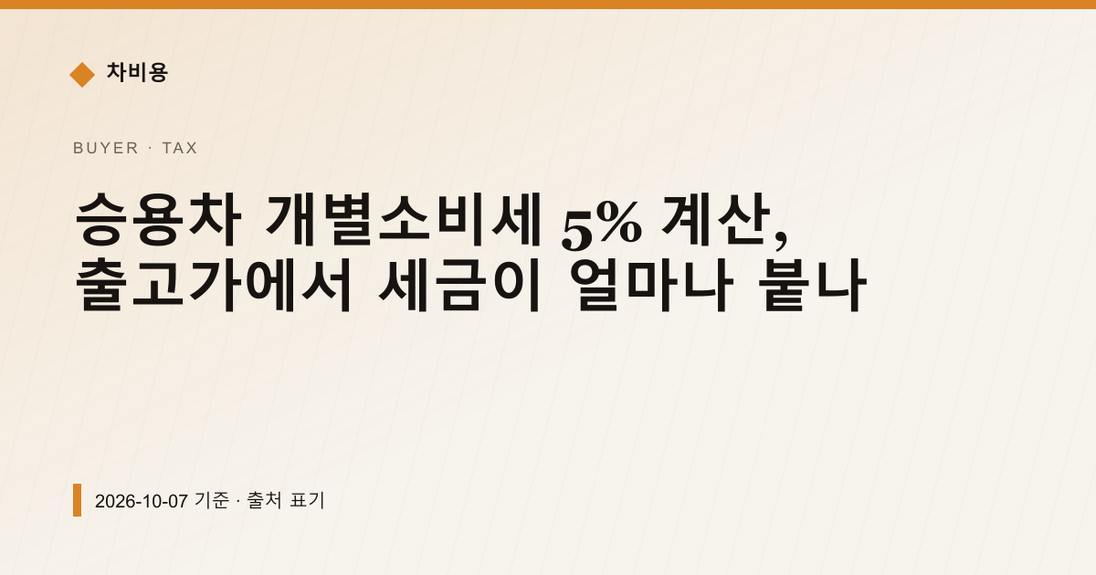 승용차 개별소비세 5% 계산, 출고가에서 세금이 얼마나 붙나 — 자동차세·연납 안내 이미지