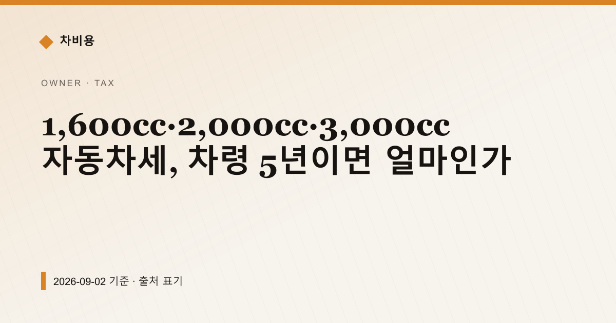 1,600cc·2,000cc·3,000cc 자동차세, 차령 5년이면 얼마인가 — 자동차세·연납 안내 이미지