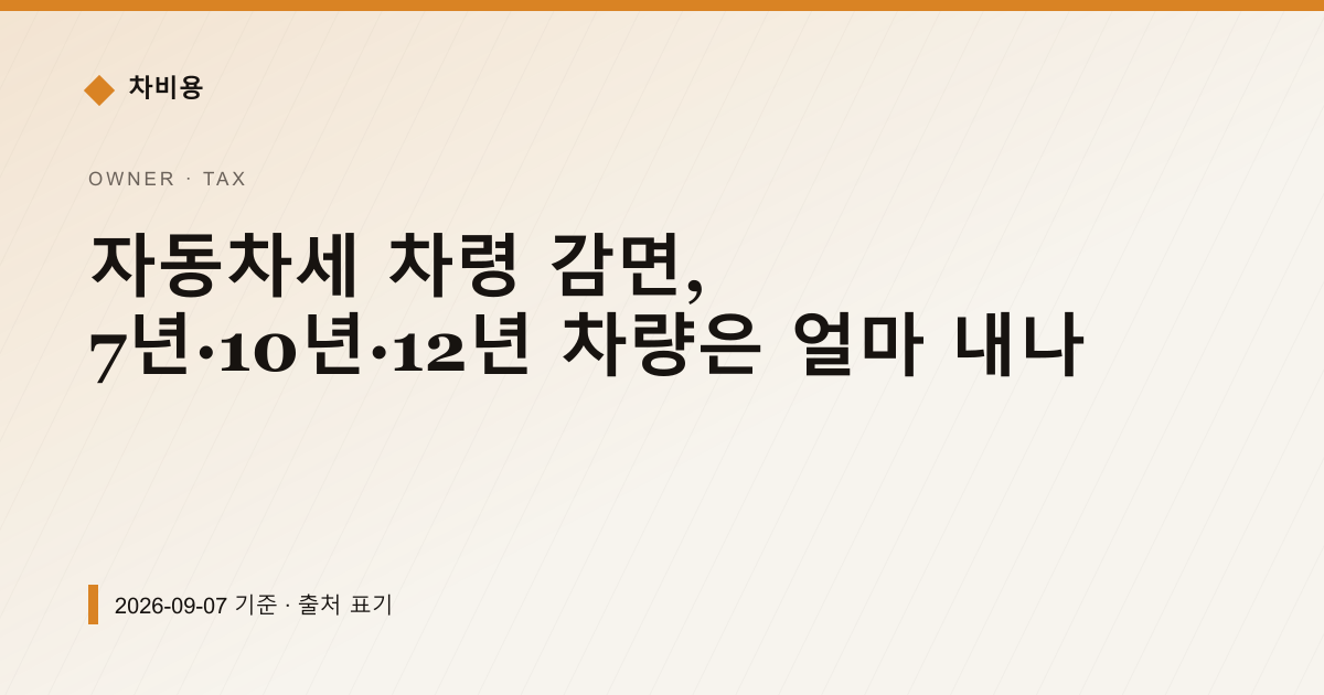 자동차세 차령 감면, 7년·10년·12년 차량은 얼마 내나 — 자동차세·연납 안내 이미지